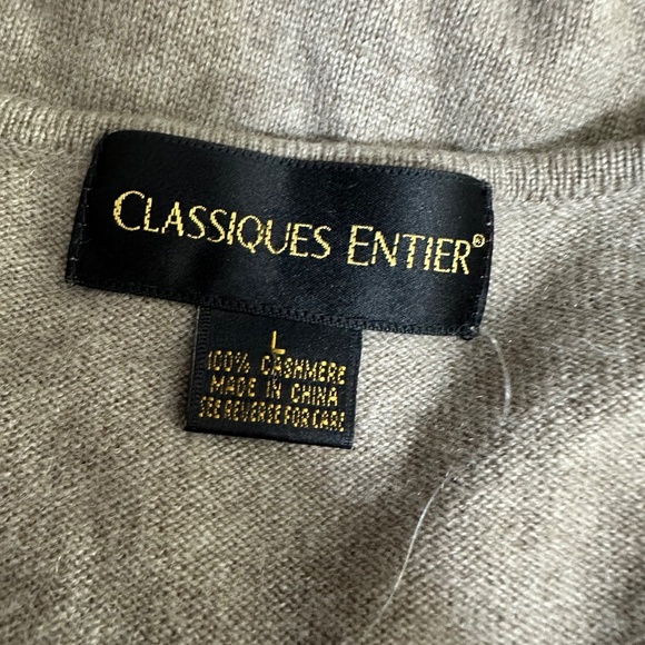 Classiques Entier Brown Tan Patchwork Soft 100% Cashmere Button Up Cardigan Sz L - Picture 8 of 8